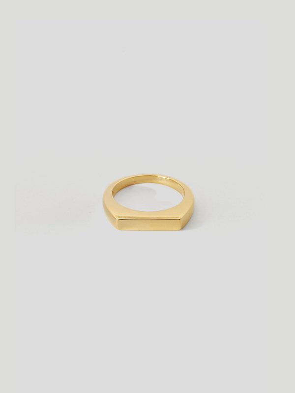 Flat Signet Ring in Champagne Gold