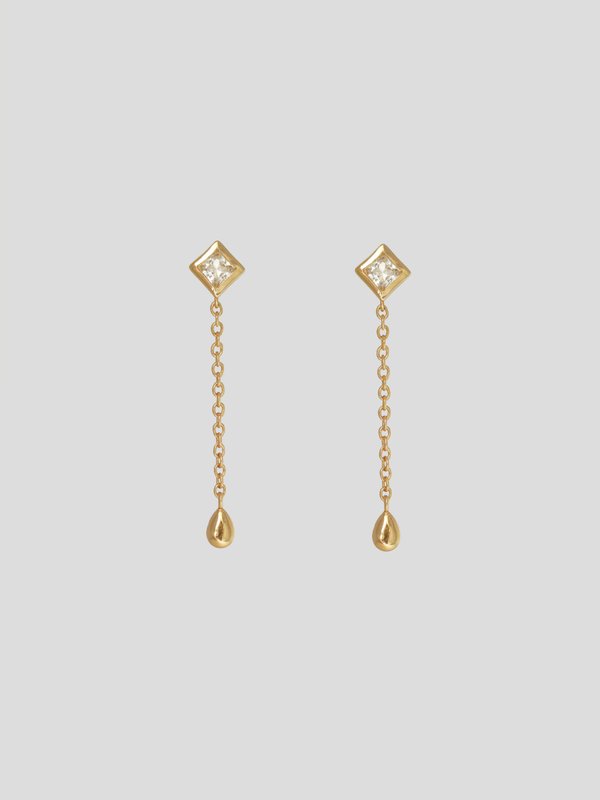Sadie Drop Earrings - White Topaz in Champagne Gold