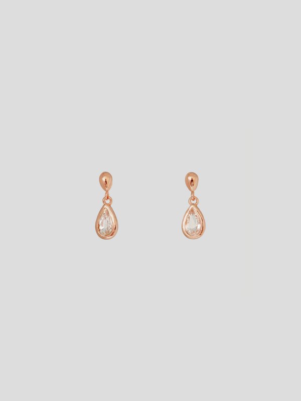 Sherrin Earrings - White Topaz in Rose Gold 