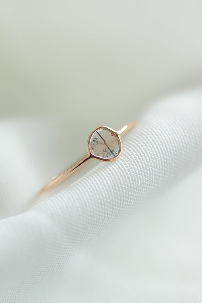 One-of-a-kind 18k Rose Gold Sliced Diamond Ring