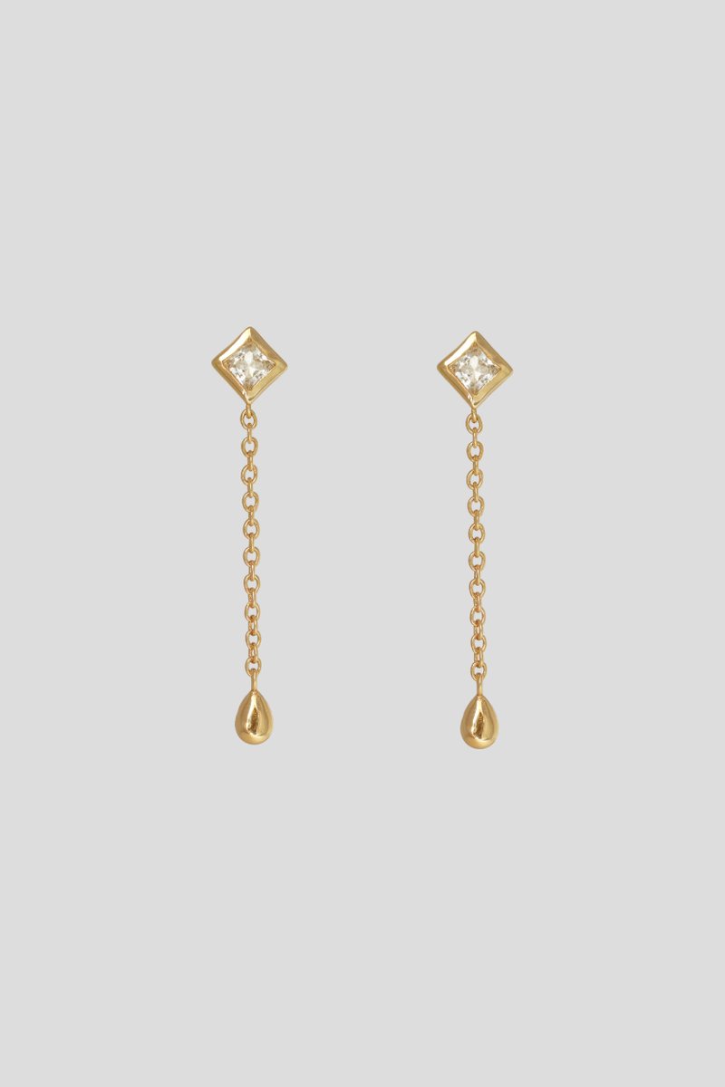 Quincy Gold Earrings with Malachite & Baroque Pearls