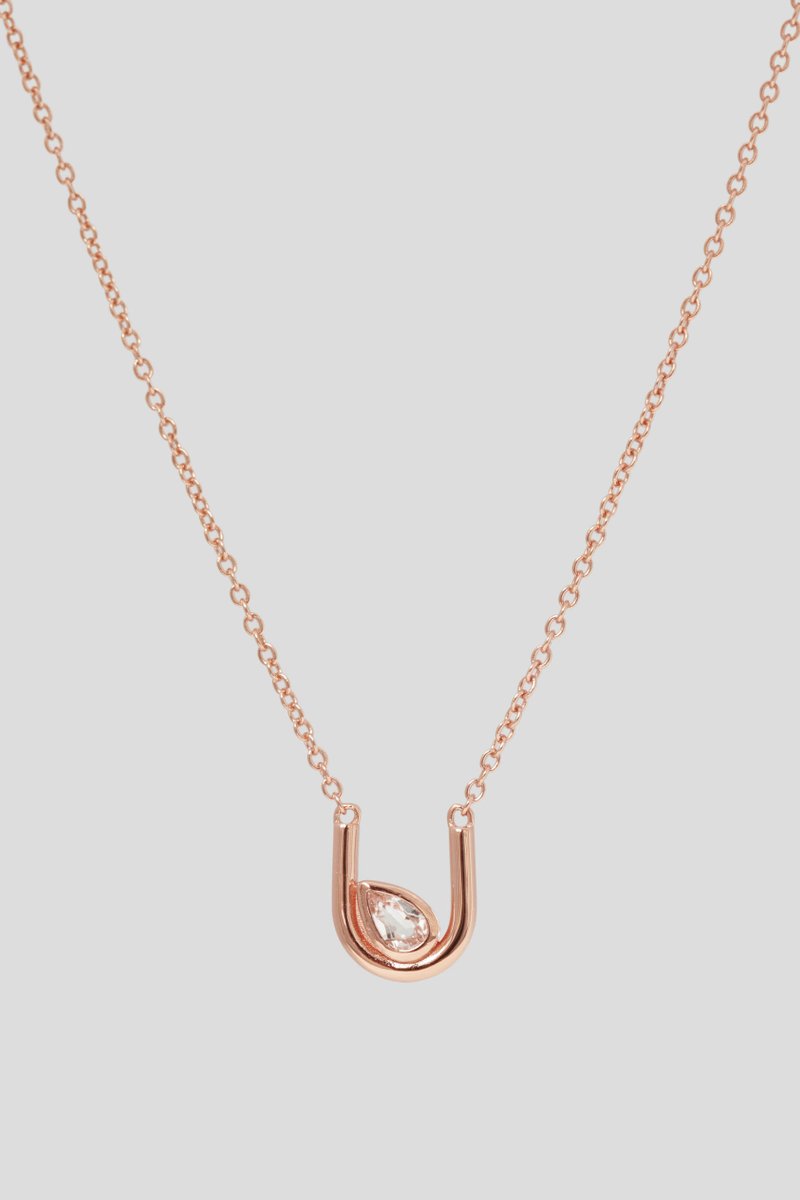 1945 Rose Gold Necklace with White Topaz