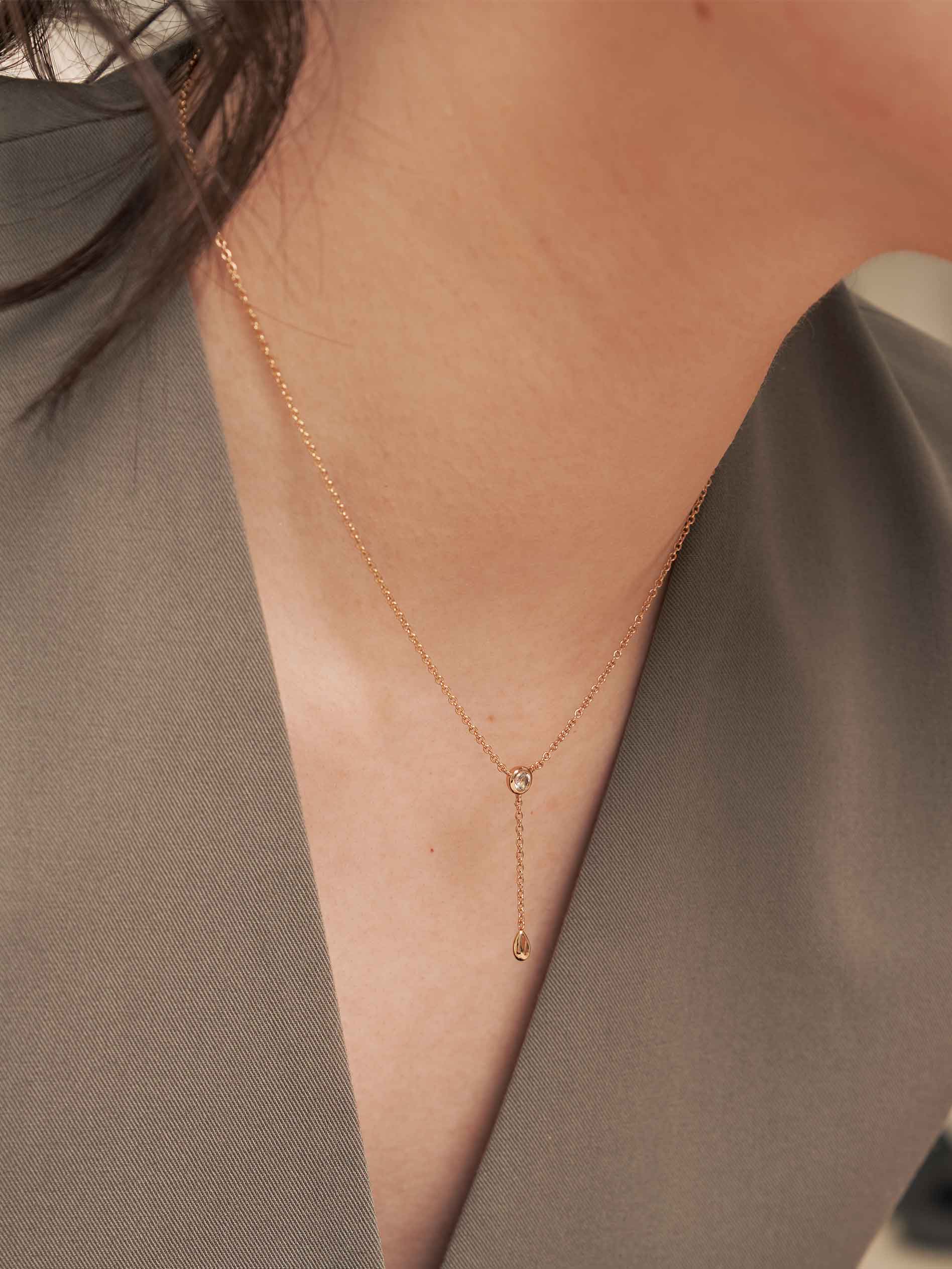 Scarlet Necklace - White Topaz in Champagne Gold | Curious Creatures