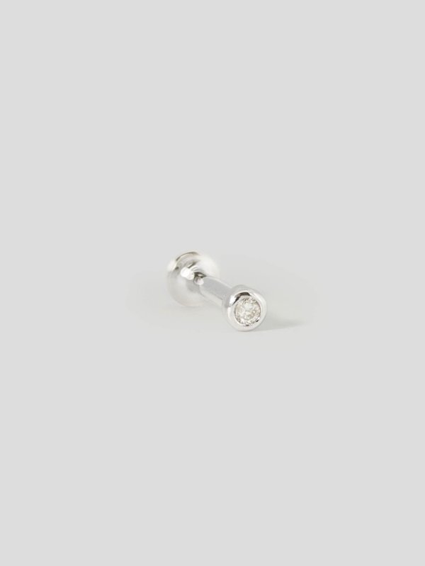 Beam Threaded Labret Earring - Diamond in 14k White Gold (Single)