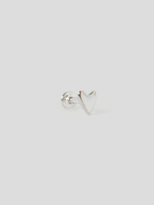 Love Threaded Labret Earring in 14k White Gold (Single)