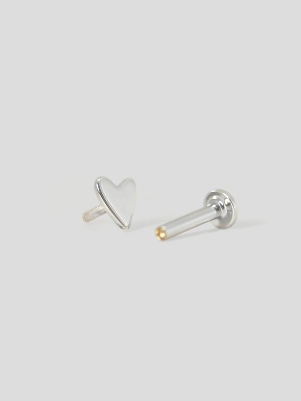 Love Threaded Labret Earring in 14k White Gold (Single)