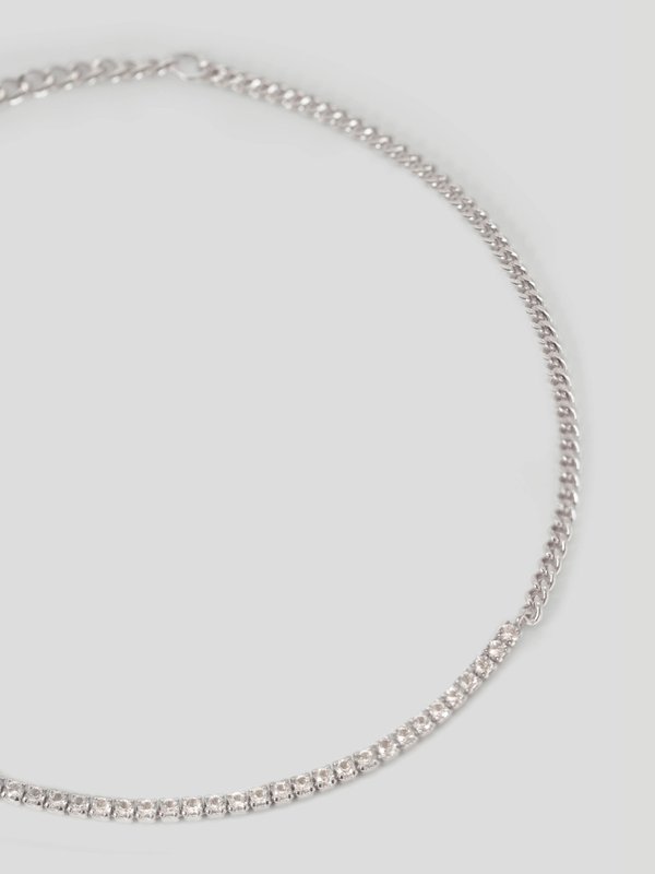 Steffi Half Tennis Bracelet - White Topaz in Silver