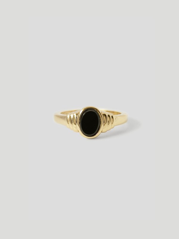 Cleo Ring - Black Onyx in Champagne Gold