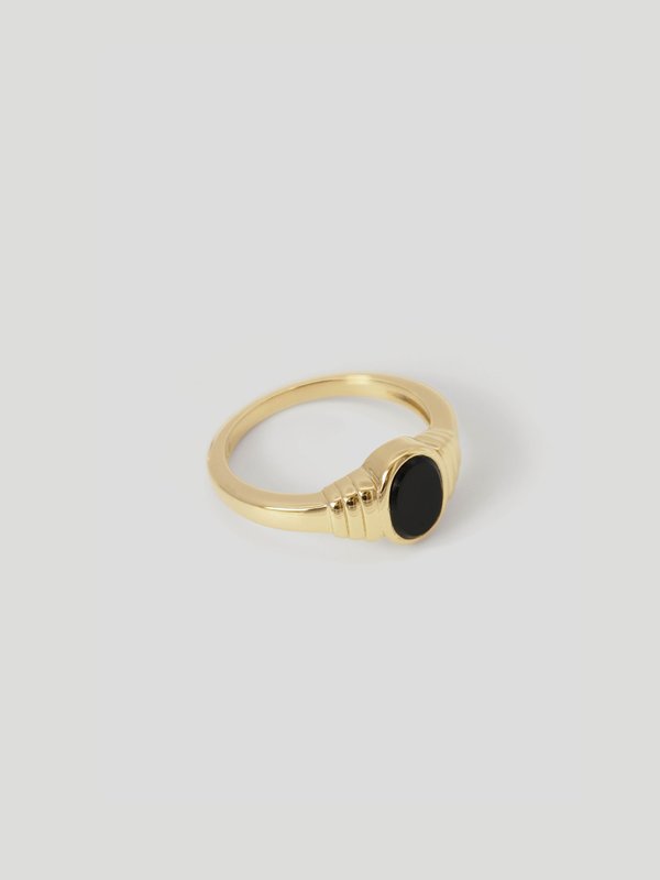 Cleo Ring - Black Onyx in Champagne Gold