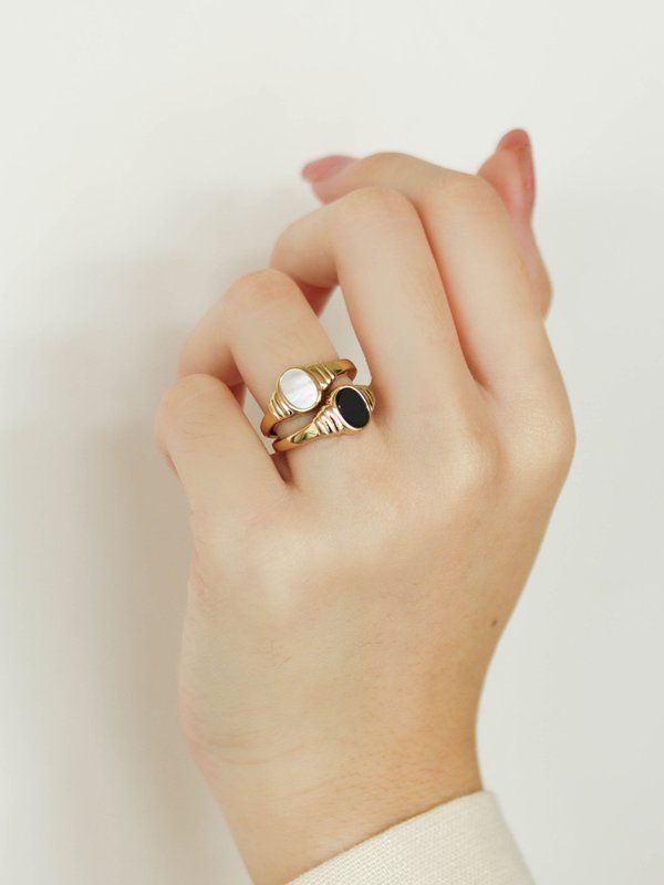 Cleo Ring - Mother of Pearl in Champagne Gold