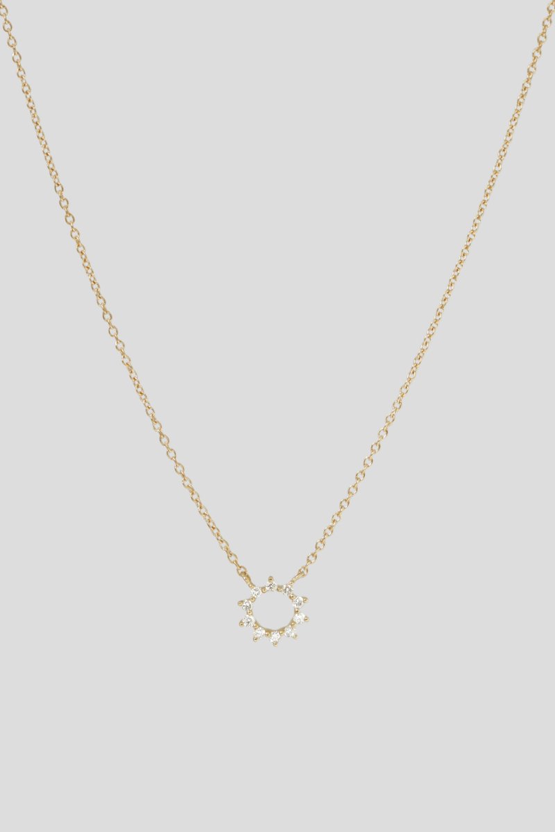 Daisy Gold Necklace with White Sapphire and Freshwater Pearl