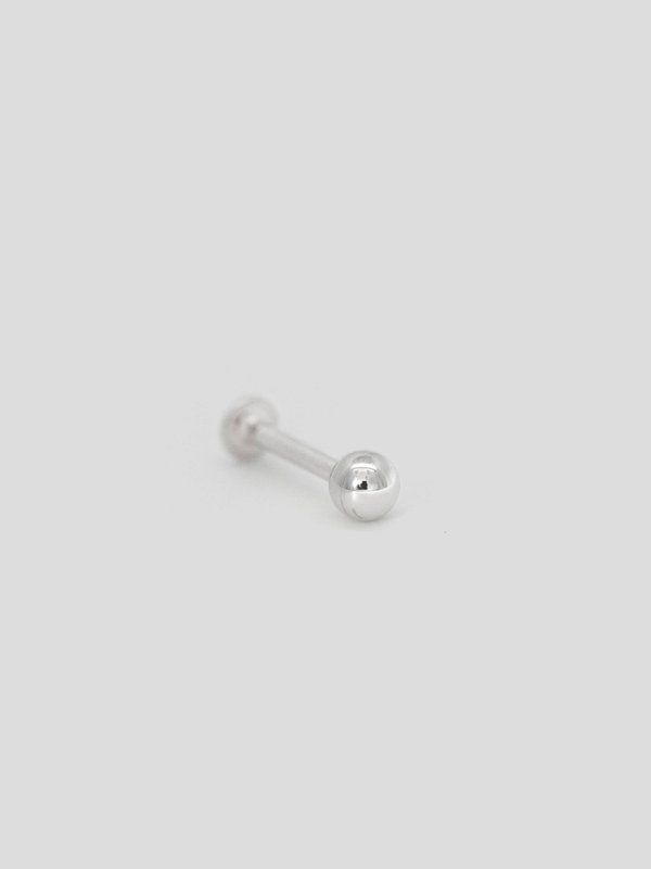 Ball Threaded Labret Earring in 14k White Gold (Single)