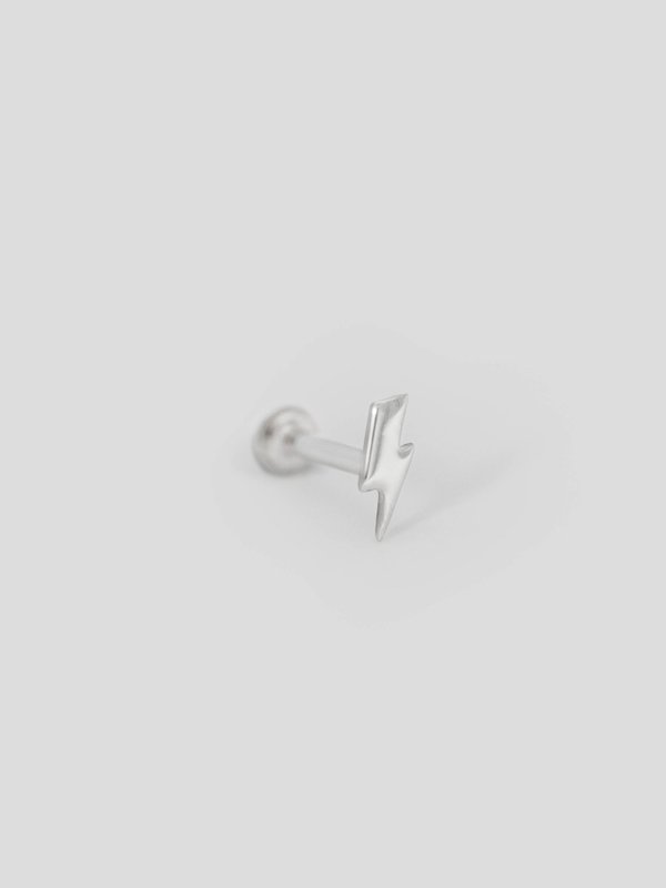 Bolt Threaded Labret Earring in 14k White Gold (Single)