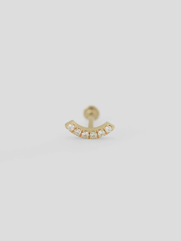 Luna Threaded Labret Earring - Diamonds in 14k Gold (Single)