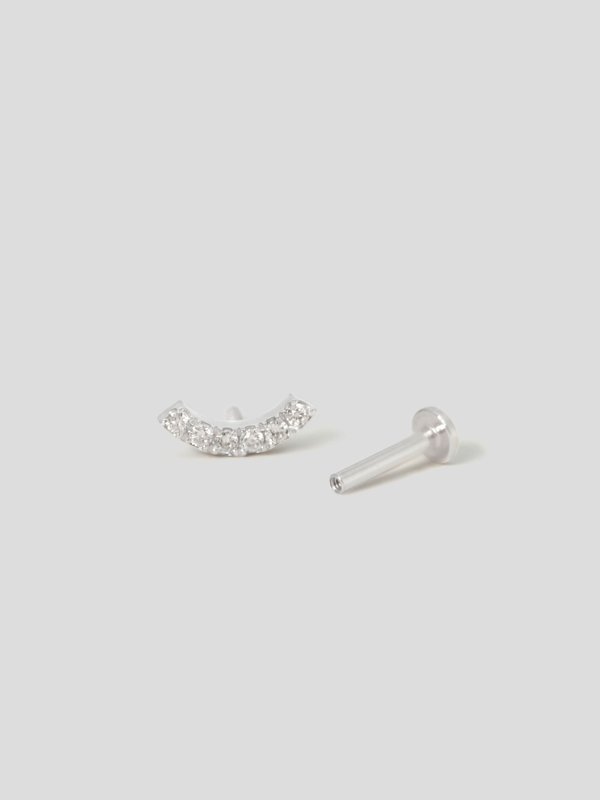 Luna Threaded Labret Earring - Diamonds in 14k White Gold (Single)