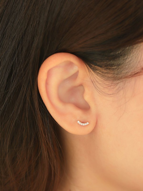 Luna Threaded Labret Earring - Diamonds in 14k White Gold (Single)