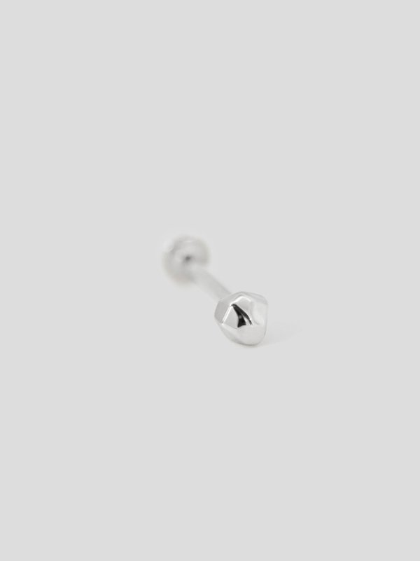 Nugget Threaded Labret Earring in 14k White Gold (Single)