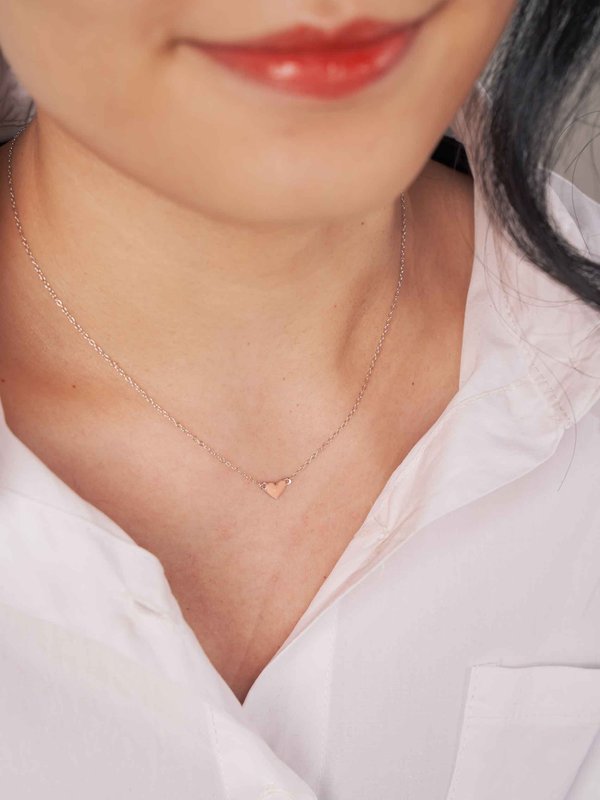 Enamour Necklace - Peach Enamel in Silver