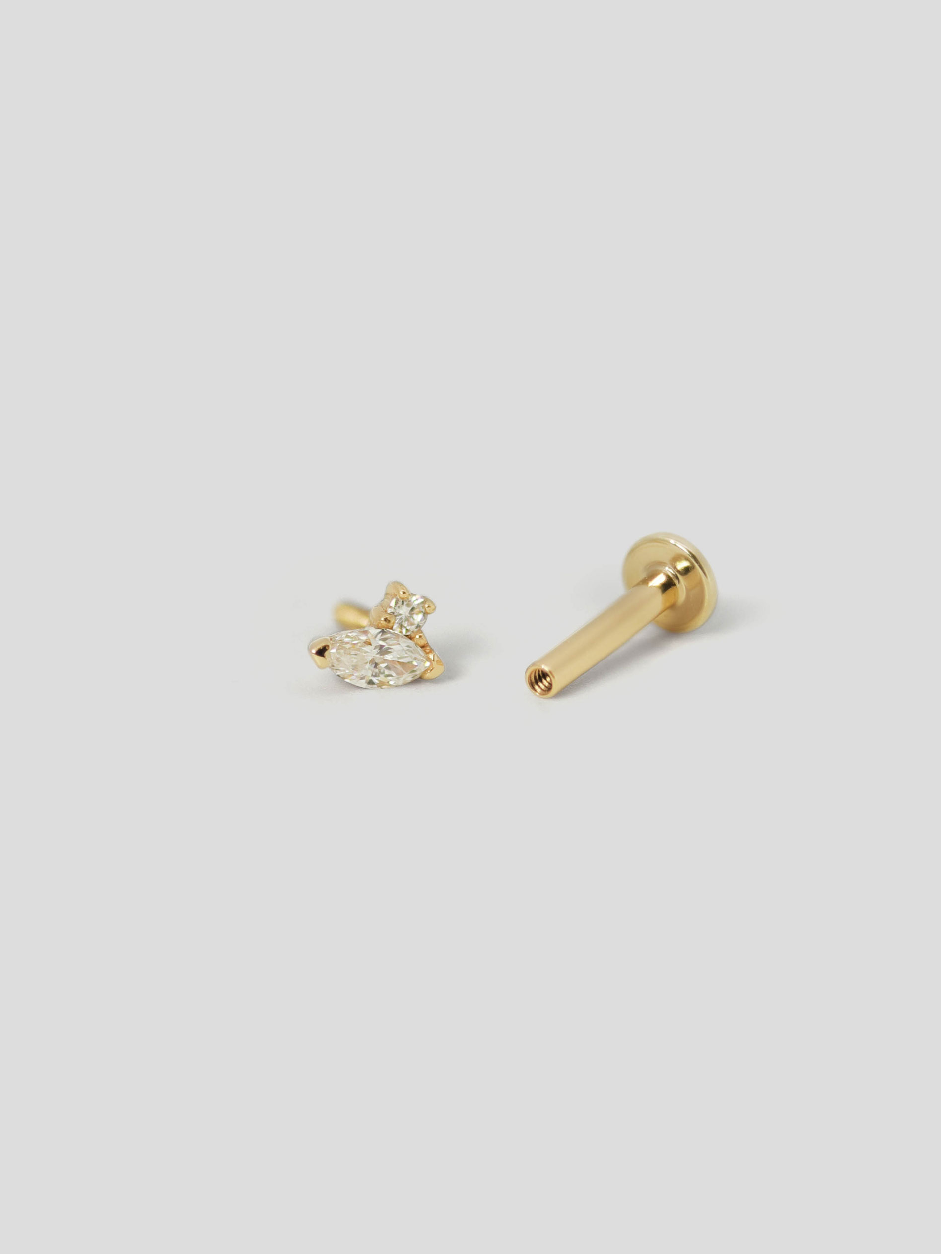 Petal Threaded Labret Earring - Diamonds in 14k Gold (Single) | Curious ...
