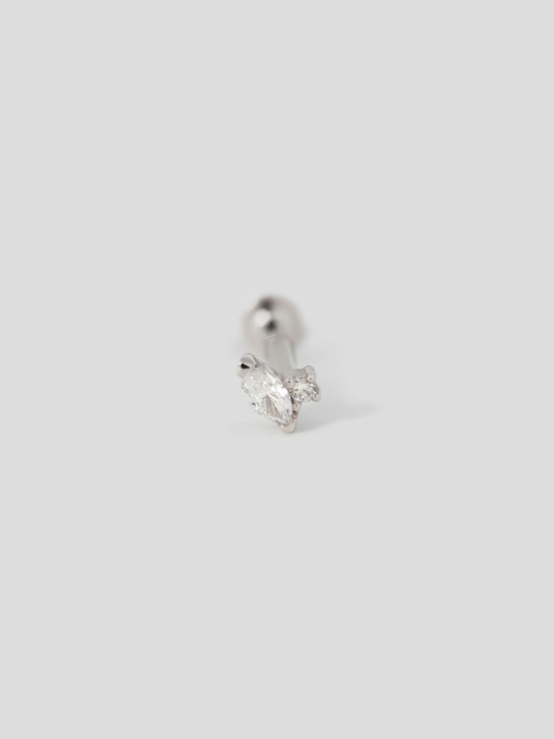 Petal Threaded Labret Earring - Diamonds in 14k White Gold (Single ...
