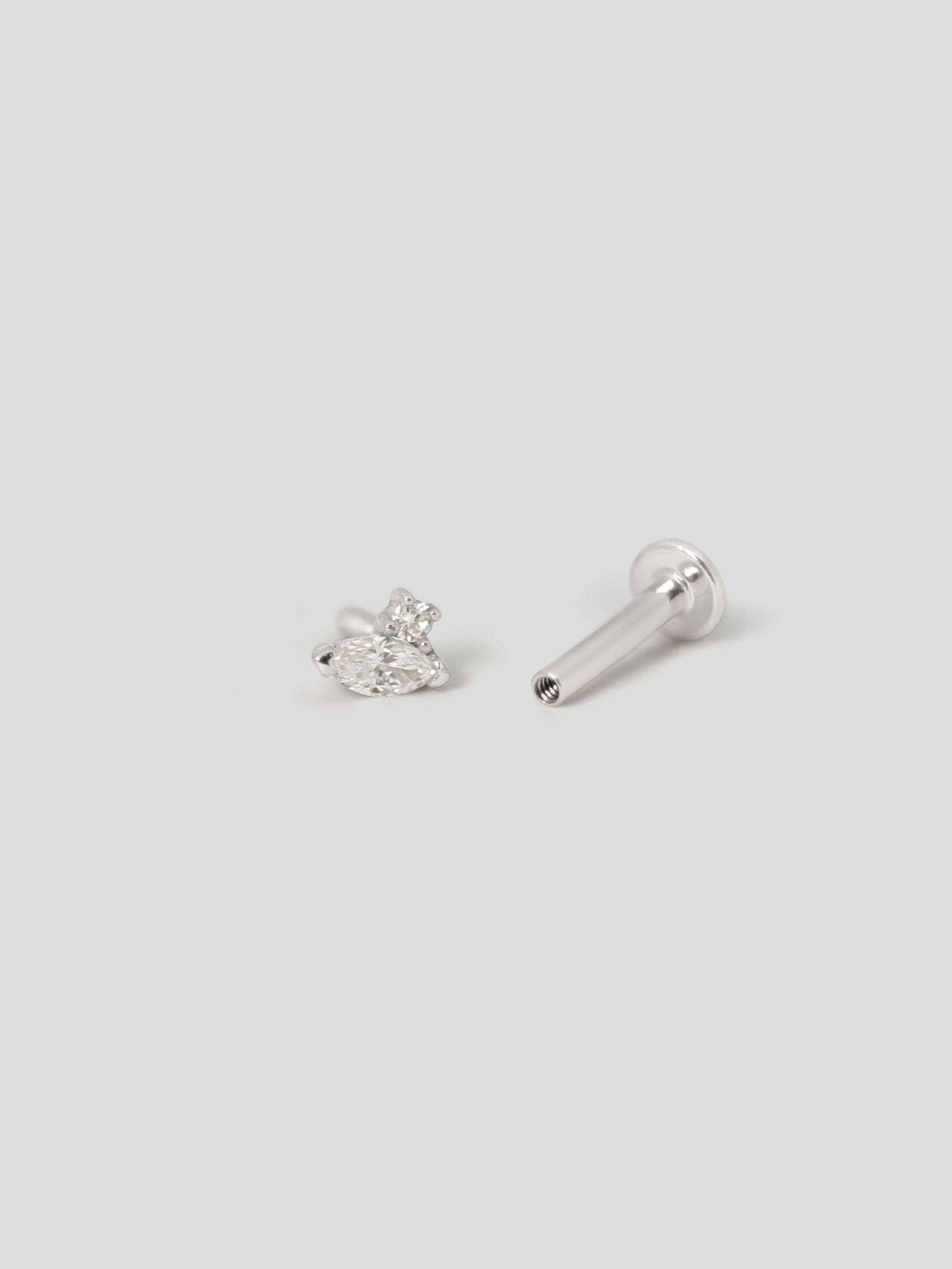 Petal Threaded Labret Earring - Diamonds in 14k White Gold (Single ...