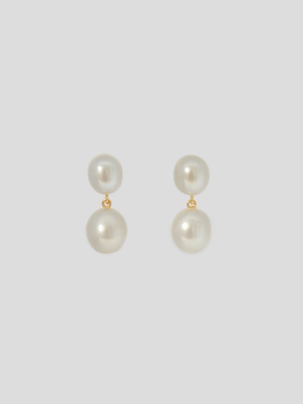 Tahlia Earrings - Freshwater Pearl in Champagne Gold 