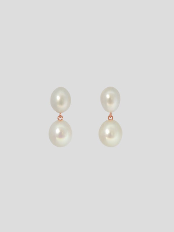 Tahlia Earrings - Freshwater Pearl in Rose Gold