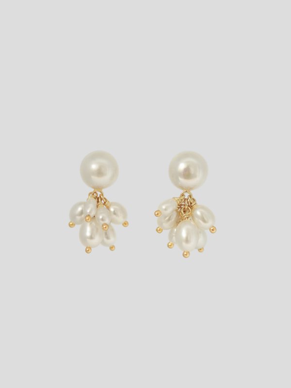 Tilly Earrings - Freshwater Pearl in Champagne Gold