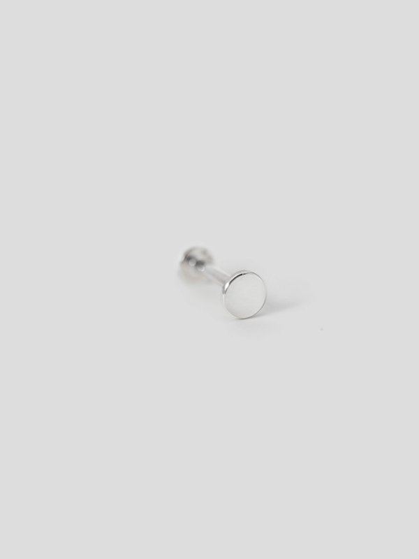 Disc Threaded Labret Earring in 14k White Gold (Single) 