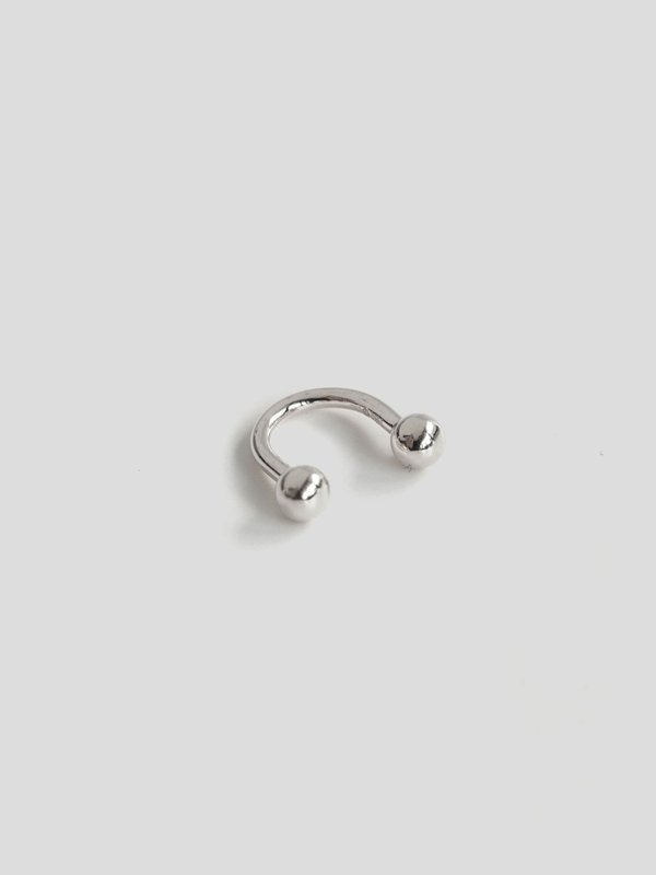 Pellet U-Shaped Barbell Earring in 14k White Gold (Single) 