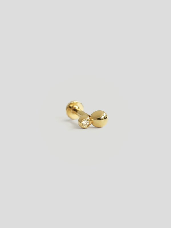 Tandem Threaded Labret Earring - Diamonds in 14k Gold (Single) 