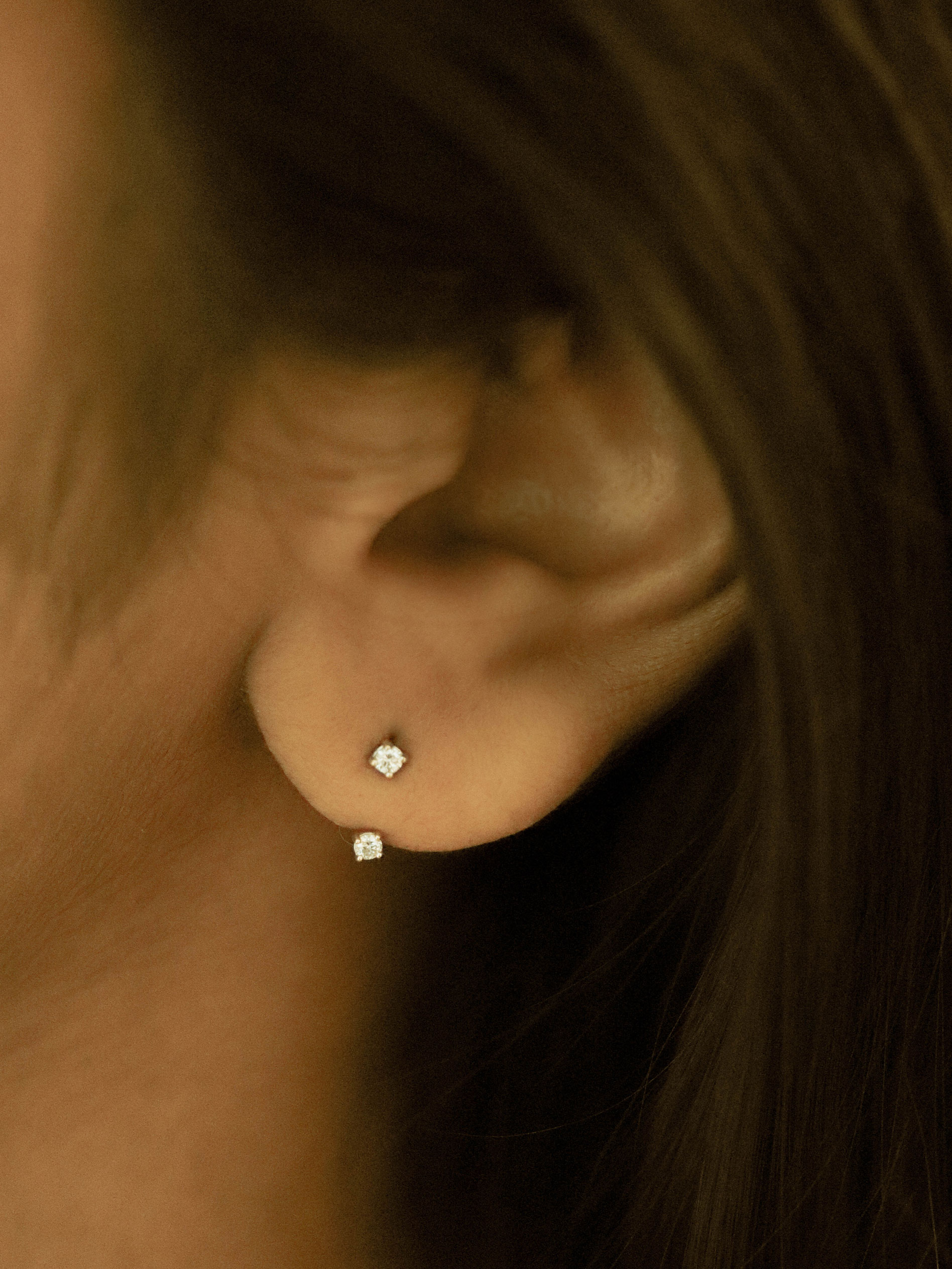 Duplet U-Shaped Barbell Earring - Diamonds in 14k Gold (Single ...