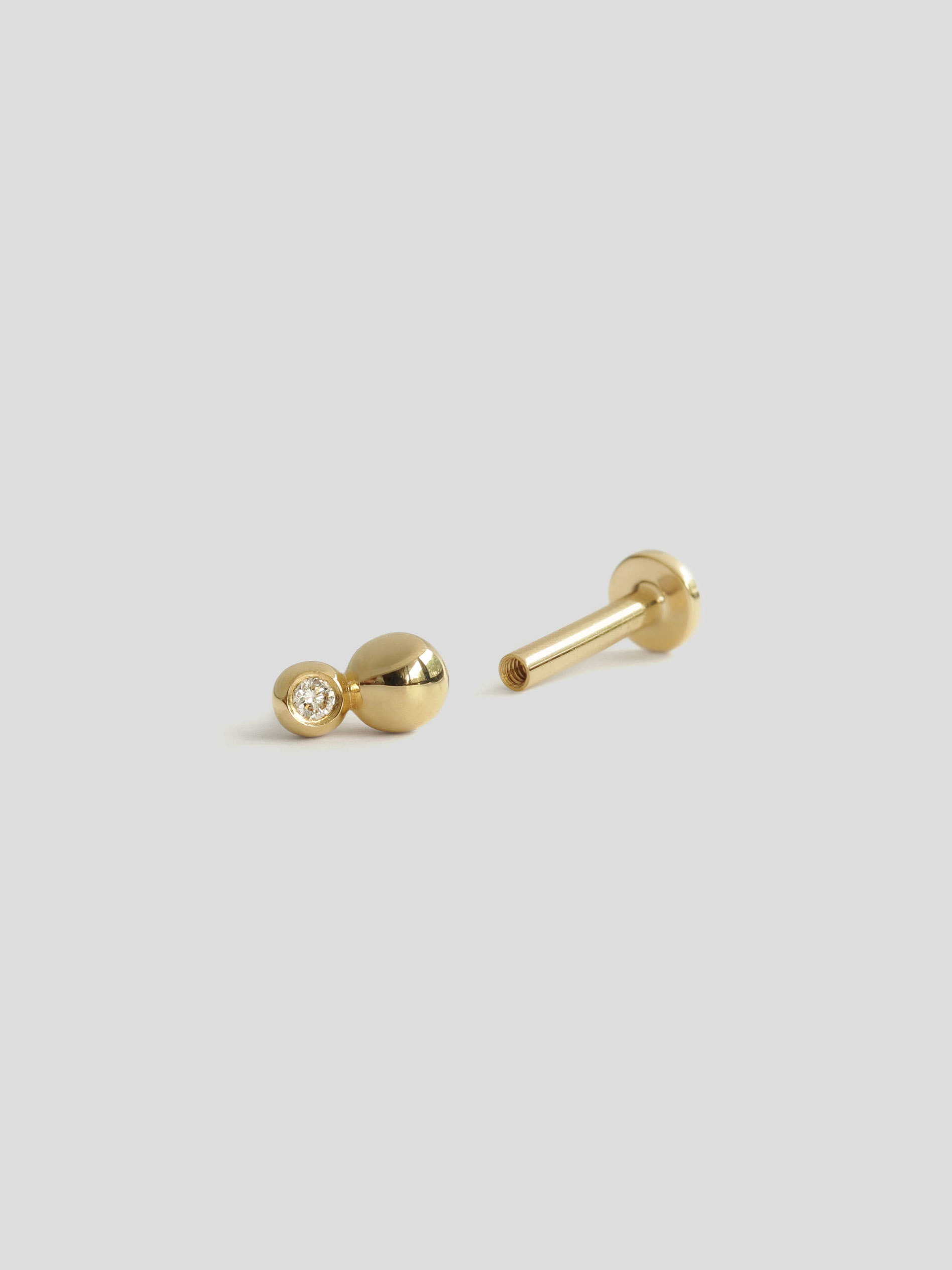 Tandem Threaded Labret Earring - Diamonds in 14k Gold (Single ...