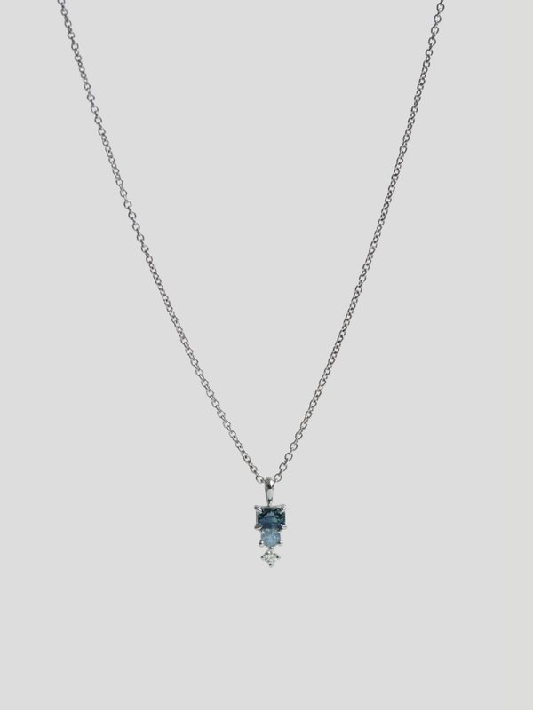 One-of-a-kind Divine Necklace - Blue Sapphire and Diamonds in 18K Solid White Gold 01