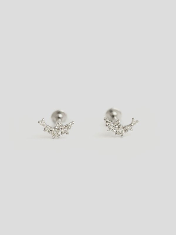 Finn Threaded Labret Earring - Diamonds in 14k White Gold