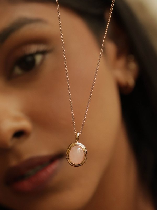 Olsen Necklace - Rose Quartz in Champagne Gold