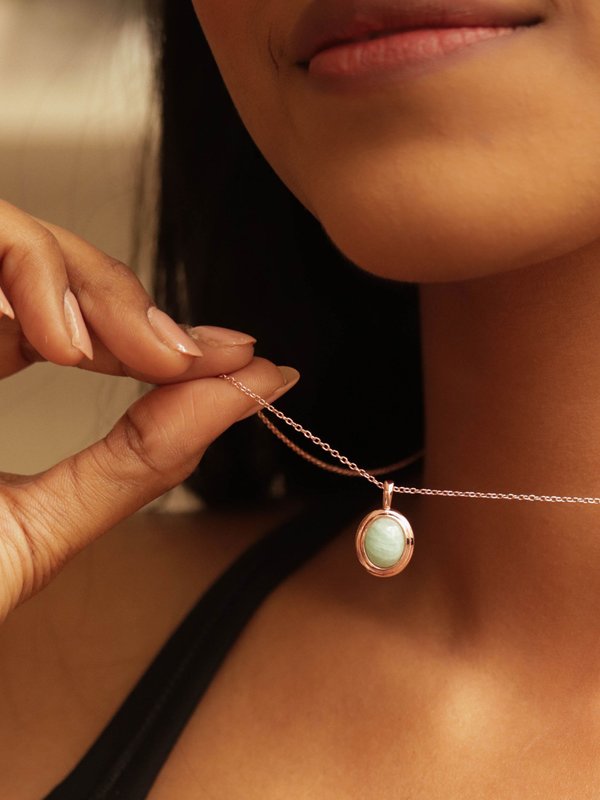 Olsen Necklace - Amazonite in Rose Gold 