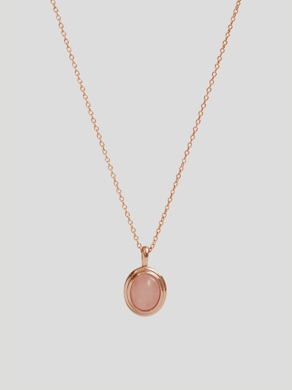 Olsen Necklace - Rose Quartz in Rose Gold