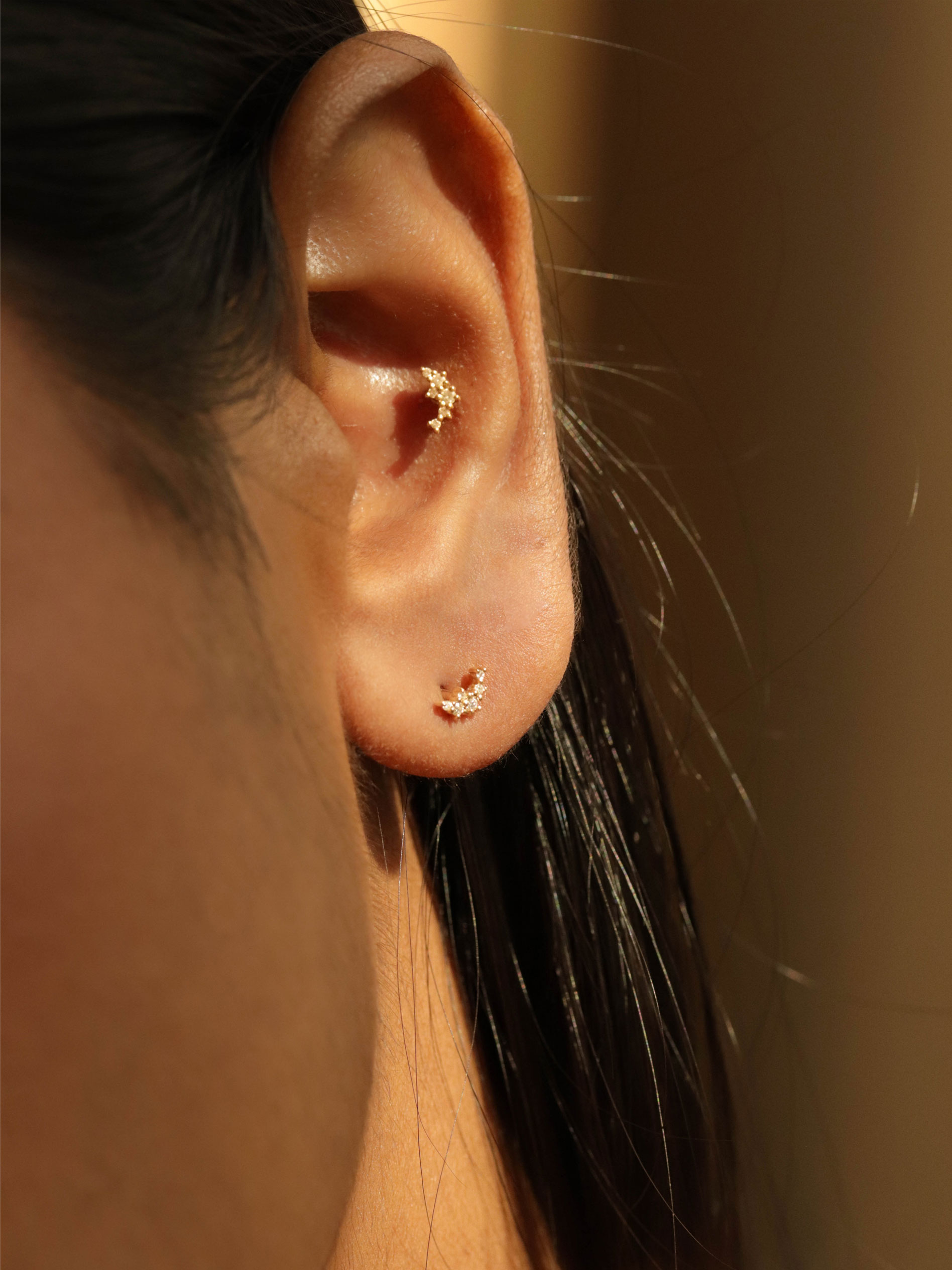 Finn Threaded Labret Earring - Diamonds in 14k Gold | Curious Creatures