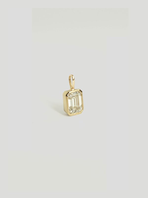 Edge Pendant - 14K Emerald Cut Moissanite