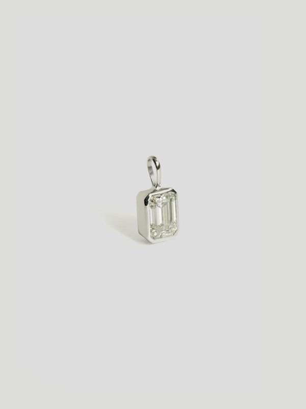 Edge Pendant - 14K Emerald Cut Moissanite 