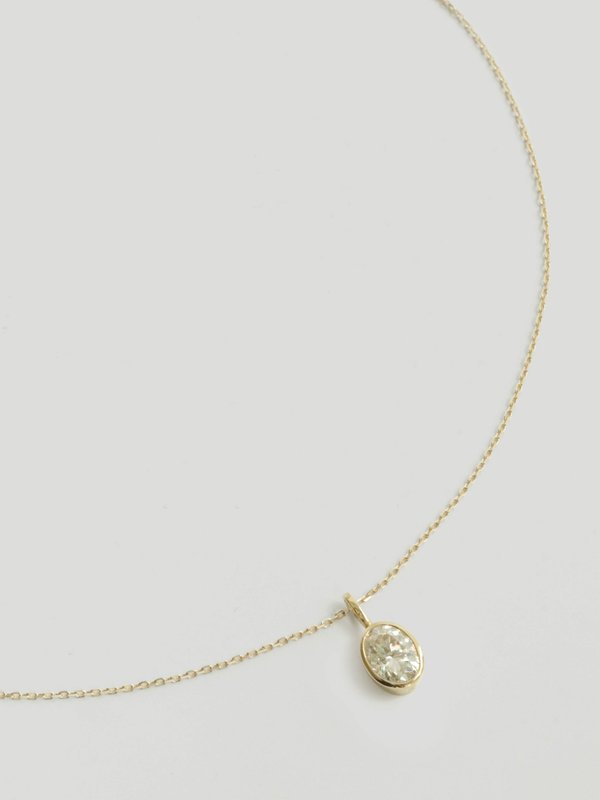 Edge Necklace - Oval Cut Moissanite in 14k Solid Gold