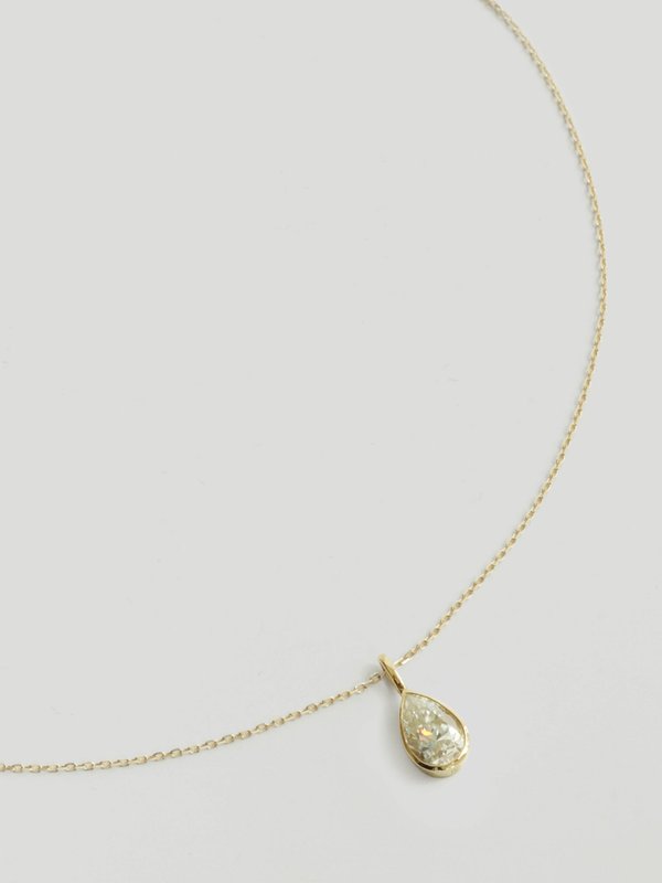 Edge Necklace - Teardrop Cut Moissanite in 14k Solid Gold 