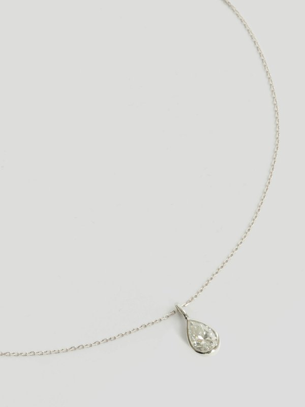 Edge Necklace - Teardrop Cut Moissanite in 14k Solid White Gold