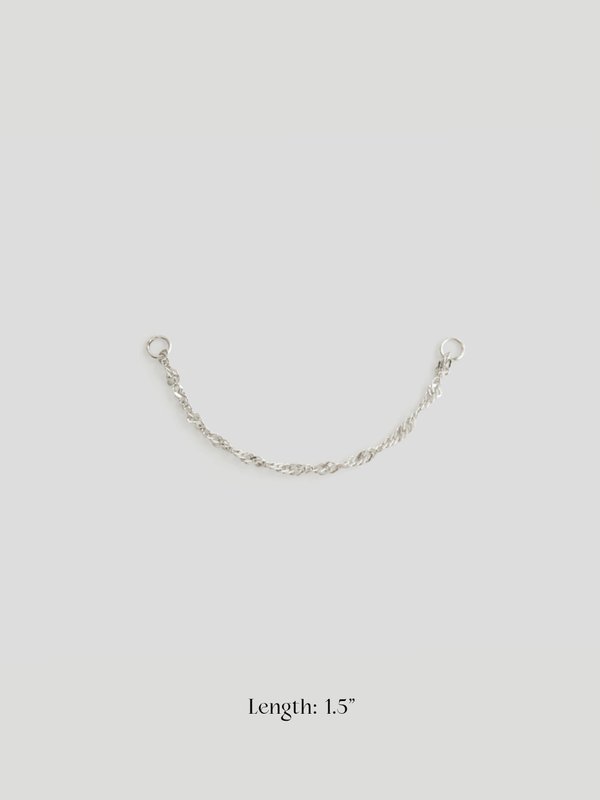 Ear Chains - Love Story Chain in 14K Solid White Gold (Single) 