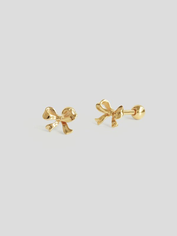 Bow Ear Studs in Champagne Gold 