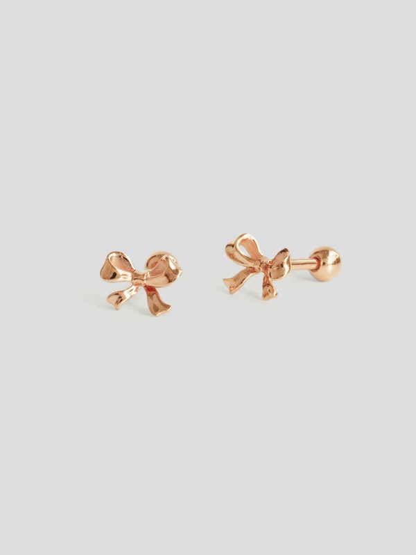 Bow Ear Studs in Rose Gold 