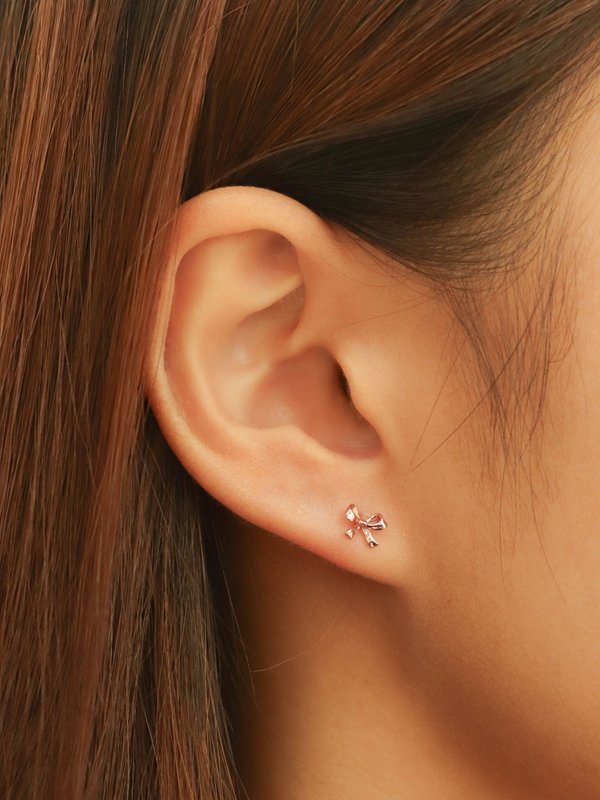 Bow Ear Studs in Rose Gold