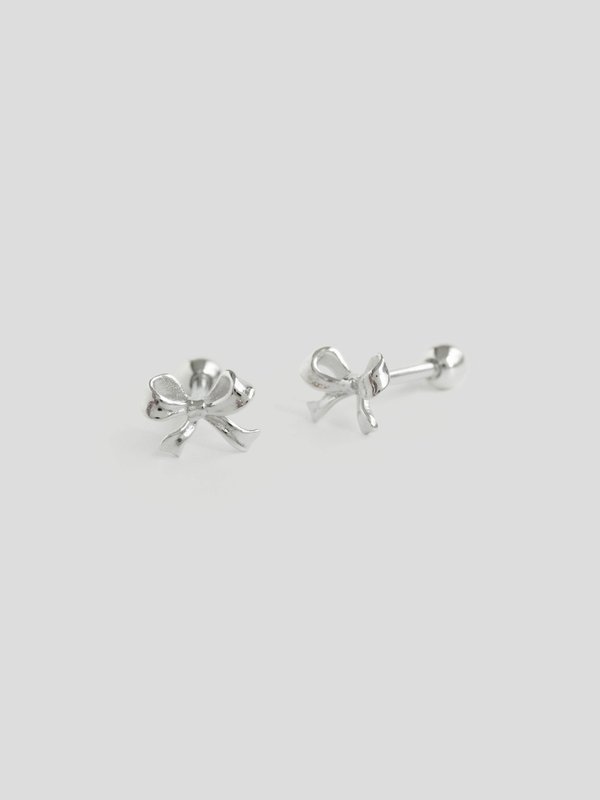 Bow Ear Studs in Silver 