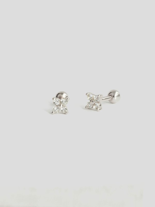 Floret Ear Studs - White Topaz in Silver 